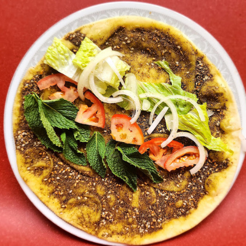 Za'atar Pie Sandwich - Crispy flatbread with za'atar spice blend and fresh herbs